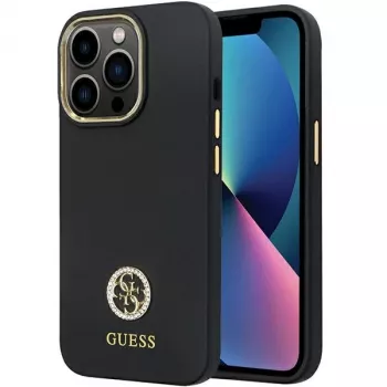 Guess GUHCP13LM4DGPK iPhone 13 Pro / 13 Hardcase silikoni Logo Strass 4G musta