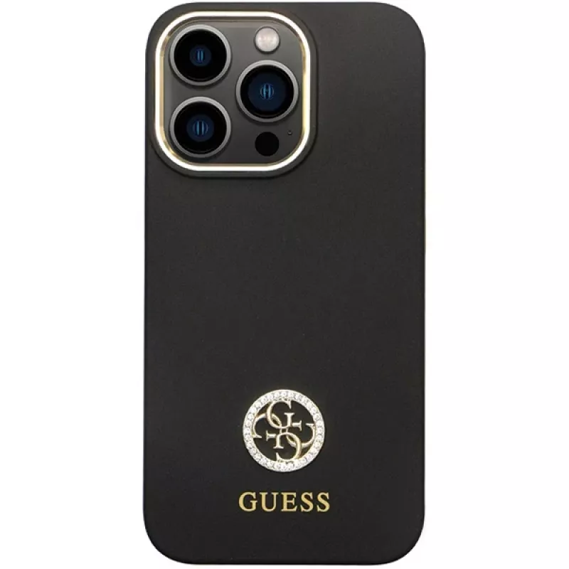 Guess GUHCP13LM4DGPK iPhone 13 Pro / 13 Hardcase silikoni Logo Strass 4G musta