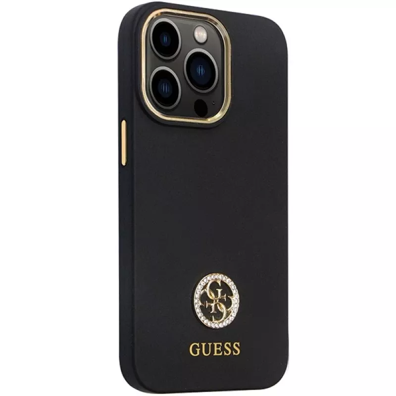 Guess GUHCP13LM4DGPK iPhone 13 Pro / 13 Hardcase silikoni Logo Strass 4G musta