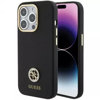 Guess GUHCP15LM4DGPK iPhone 15 Pro 6.1 musta Hardcase silikoni Logo Strass 4G