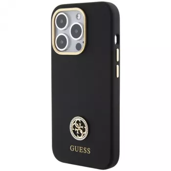 Guess GUHCP15LM4DGPK iPhone 15 Pro 6.1 musta Hardcase silikoni Logo Strass 4G