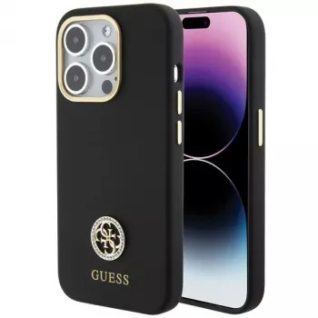 Guess GUHCP15XM4DGPK Hardcase silikoni Logo Strass 4G takakansi Apple iPhone 15 Pro Max 6,7
