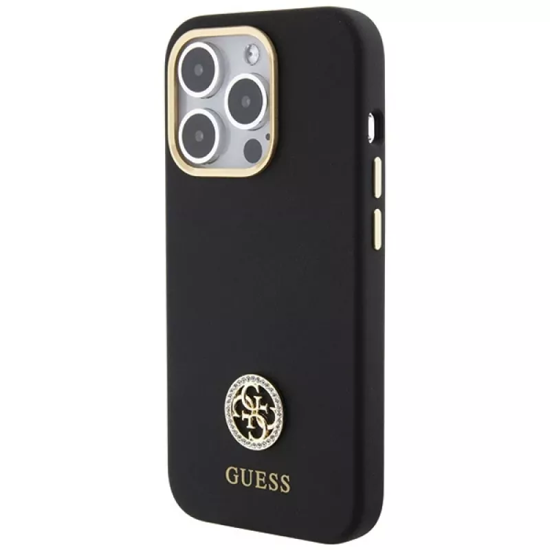 Guess GUHCP15XM4DGPK Hardcase silikoni Logo Strass 4G takakansi Apple iPhone 15 Pro Max 6,7