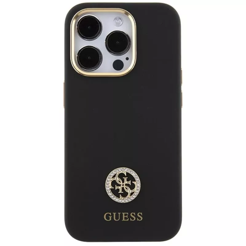 Guess GUHCP15XM4DGPK Hardcase silikoni Logo Strass 4G takakansi Apple iPhone 15 Pro Max 6,7