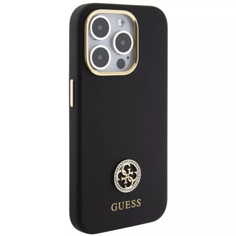 Guess GUHCP15XM4DGPK Hardcase silikoni Logo Strass 4G takakansi Apple iPhone 15 Pro Max 6,7