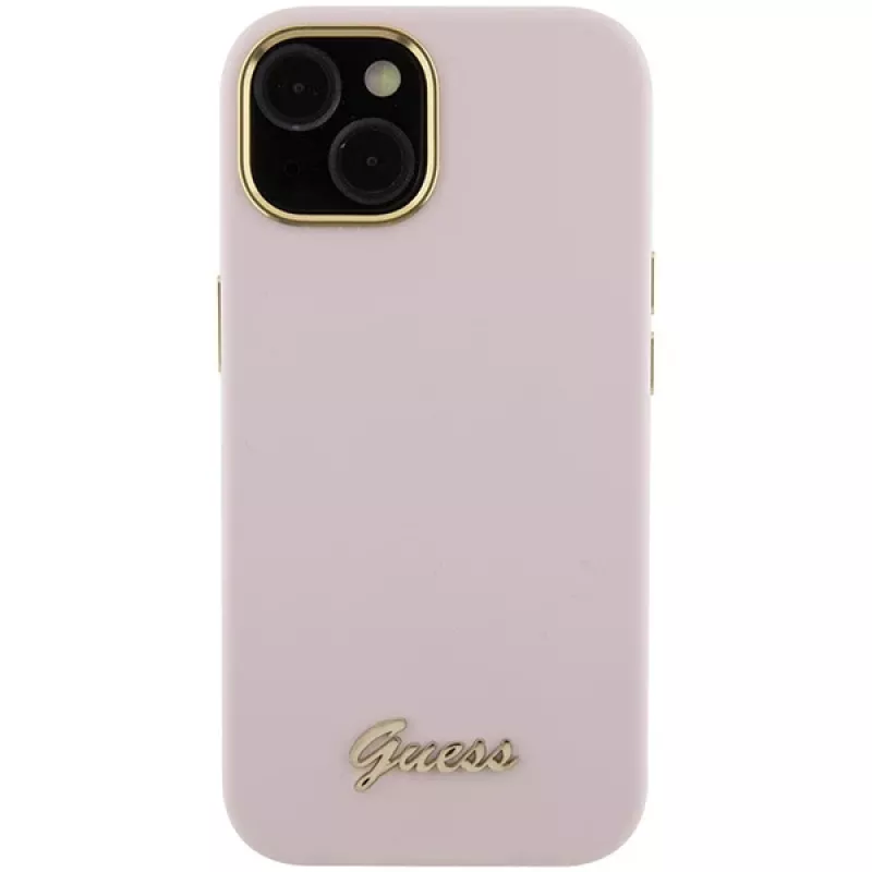 Guess GUHCP15SSMBSLP Silicone Script Metal Logo & Frame -kova kuori Apple iPhone 15 / 14 / 13 6,1