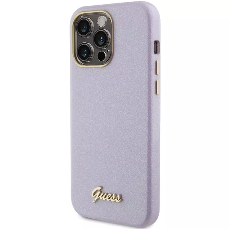 Guess GUHCP15LPGMCSL Glitter Glossy Script -kova kuori iPhone 15 Pro 6,1
