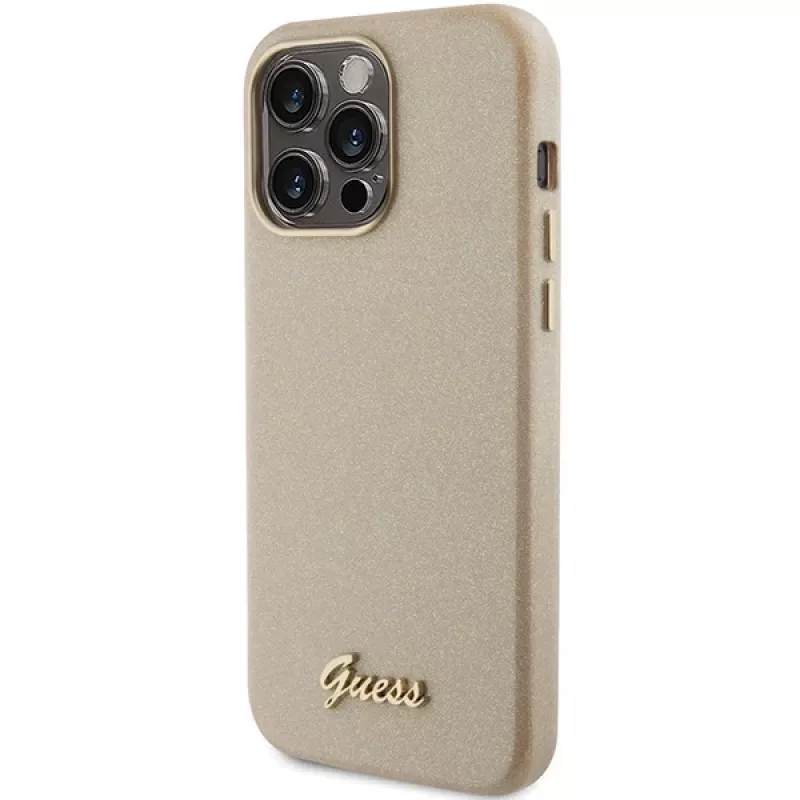 Guess Glitter Glossy Script -kova kuori iPhone 15 Pro 6,1
