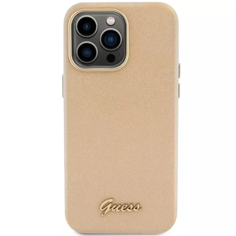 Guess Glitter Glossy Script -kova kuori iPhone 15 Pro 6,1