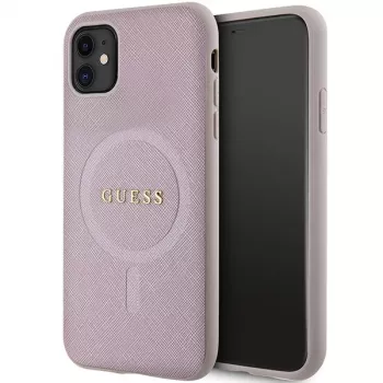 Guess GUHMN61PSAHMCP Saffiano MagSafe -kovakotelo iPhone 11 / Xr 6.1 - pinkki