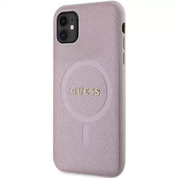 Guess GUHMN61PSAHMCP Saffiano MagSafe -kovakotelo iPhone 11 / Xr 6.1 - pinkki