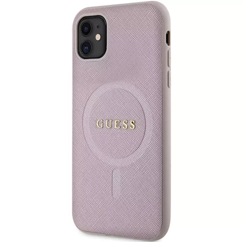 Guess GUHMN61PSAHMCP Saffiano MagSafe -kovakotelo iPhone 11 / Xr 6.1 - pinkki