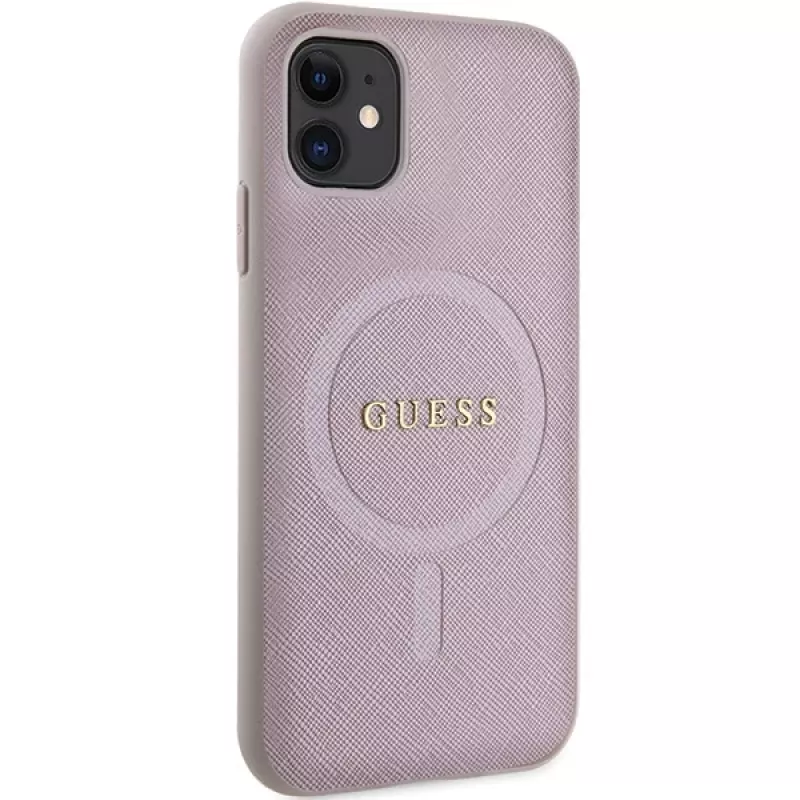 Guess GUHMN61PSAHMCP Saffiano MagSafe -kovakotelo iPhone 11 / Xr 6.1 - pinkki