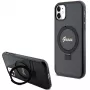 Guess GUHMN61HRSGSK iPhone 11 / XR 6.1 musta kovakotelo rengasteline Script Glitter MagSafe
