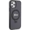 Guess GUHMP12MHRSGSK iPhone 12/12 Pro 6.1 kovakotelo rengasteline Script Glitter MagSafe musta