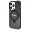 Guess GUHMP14XHRSGSK iPhone 14 Pro Max 6.7 musta kovakotelo rengasteline Script Glitter MagSafe