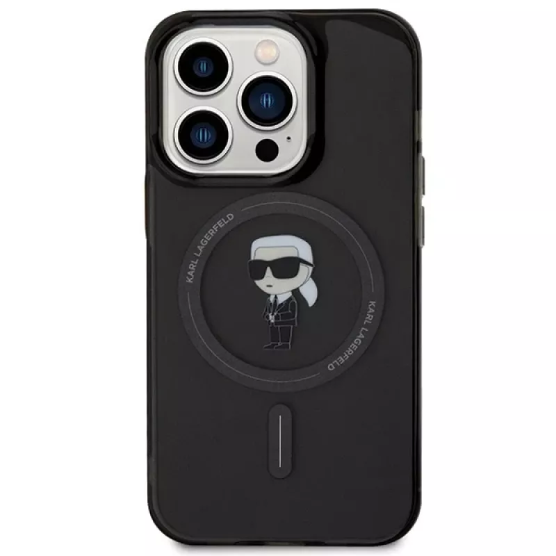 Karl Lagerfeld MagSafe IML Ikonik -kotelo iPhone 15 Pro musta