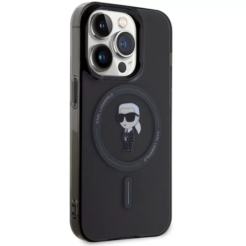 Karl Lagerfeld MagSafe IML Ikonik -kotelo iPhone 15 Pro musta