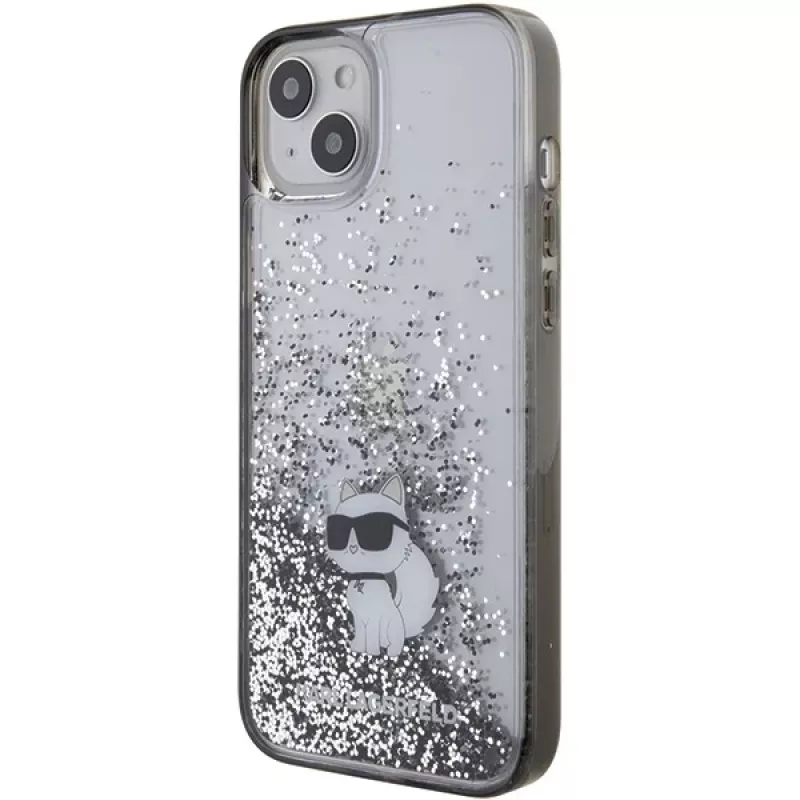 Karl Lagerfeld KLHCP15MLKCNSK iPhone 15 Plus / 14 Plus 6,7 inch läpinäkyvä kovakuori Liquid Glitter Choupette