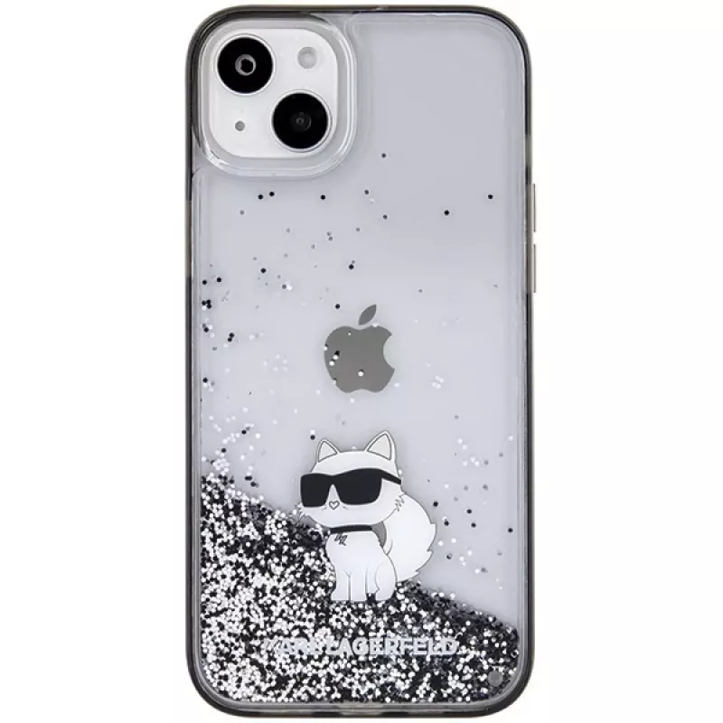 Karl Lagerfeld KLHCP15MLKCNSK iPhone 15 Plus / 14 Plus 6,7 inch läpinäkyvä kovakuori Liquid Glitter Choupette