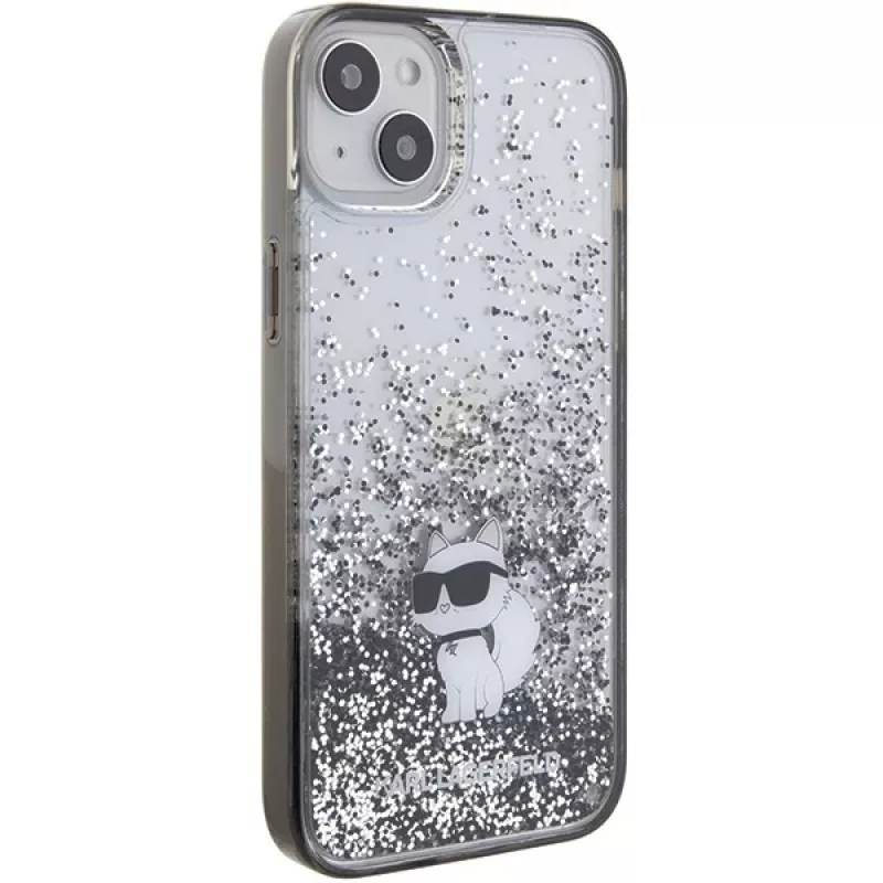 Karl Lagerfeld KLHCP15MLKCNSK iPhone 15 Plus / 14 Plus 6,7 inch läpinäkyvä kovakuori Liquid Glitter Choupette