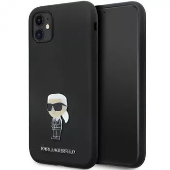 Karl Lagerfeld Ikonik Metal Pin silikonikotelo Apple iPhone 11 / iPhone XR 6,1 inch musta
