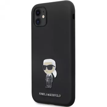 Karl Lagerfeld Ikonik Metal Pin silikonikotelo Apple iPhone 11 / iPhone XR 6,1 inch musta