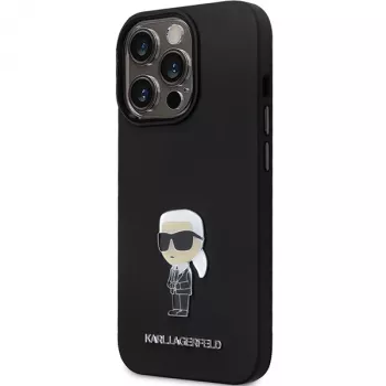 Karl Lagerfeld KLHCP14XSMHKNPK silikoni Ikonik Metal Pin takakansi Apple iPhone 14 Pro Max 6,7 musta