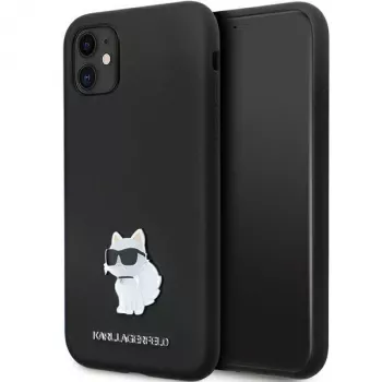 Karl Lagerfeld KLHCN61SMHCNPK kovakotelo silikonikotelo metallineulalla iPhone 11 / XR 6.1 musta