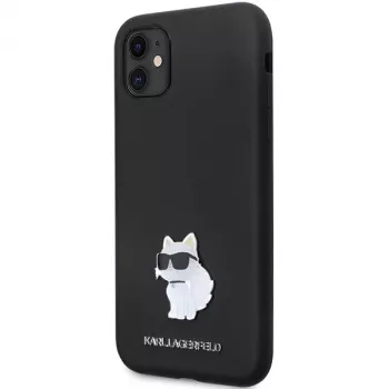 Karl Lagerfeld KLHCN61SMHCNPK kovakotelo silikonikotelo metallineulalla iPhone 11 / XR 6.1 musta