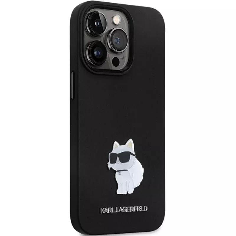 Karl Lagerfeld KLHCP14XSMHCNPK kovakotelo silikoni C metallineula iPhone 14 Pro Max 6.7 musta