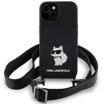 Karl Lagerfeld KLHCP15SSCBSCNK iPhone 15 / 14 / 13 6.1 kovakotelo musta Crossbody silikoni Choupette