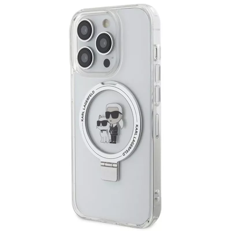 Karl Lagerfeld KLHMP15LHMRSKCH kovakotelo rengasteline MagSafe iPhone 15 Pro 6,1 inch valkoinen