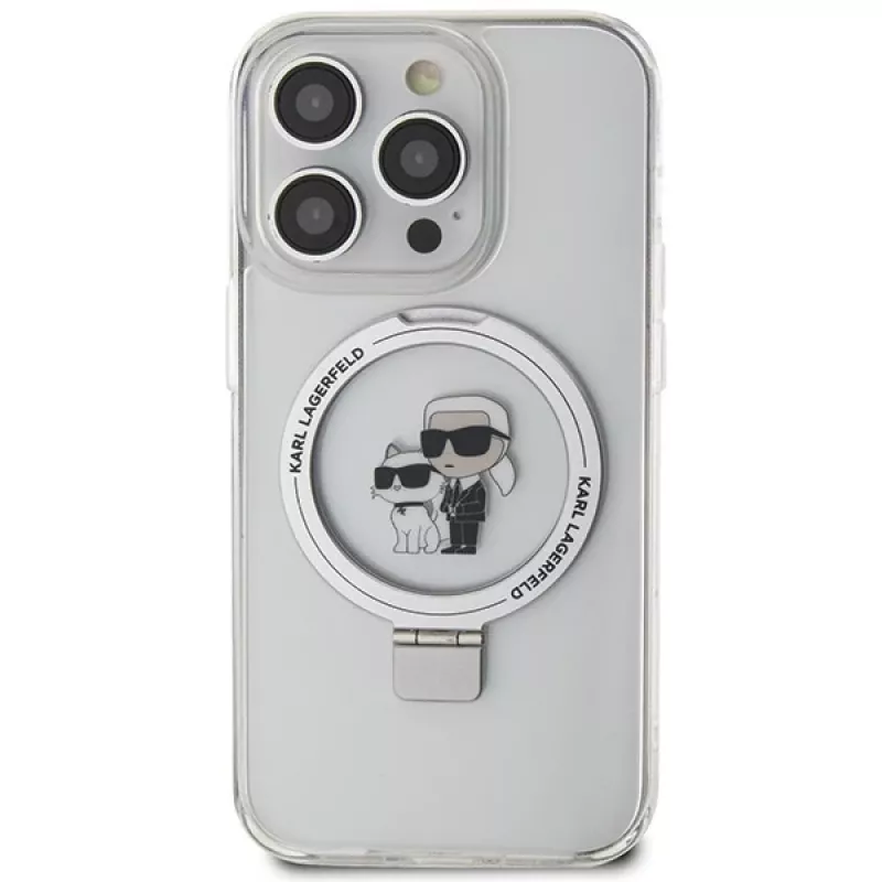 Karl Lagerfeld KLHMP15LHMRSKCH kovakotelo rengasteline MagSafe iPhone 15 Pro 6,1 inch valkoinen