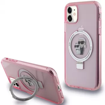 Karl Lagerfeld KLHMN61HMRSKCP iPhone 11 / XR 6.1 pinkki kovakotelo rengasteline Karl & Choupette MagSafe