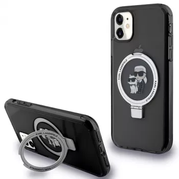Karl Lagerfeld KLHMN61HMRSKCK kovakotelo rengasteline iPhone 11 / Xr 6.1 musta MagSafe Karl & Choupette