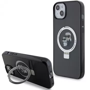 Karl Lagerfeld KLHMP15SHMRSKCK iPhone 15 / 14 / 13 6.1 musta kovakotelo rengasteline Karl & Choupette MagSafe