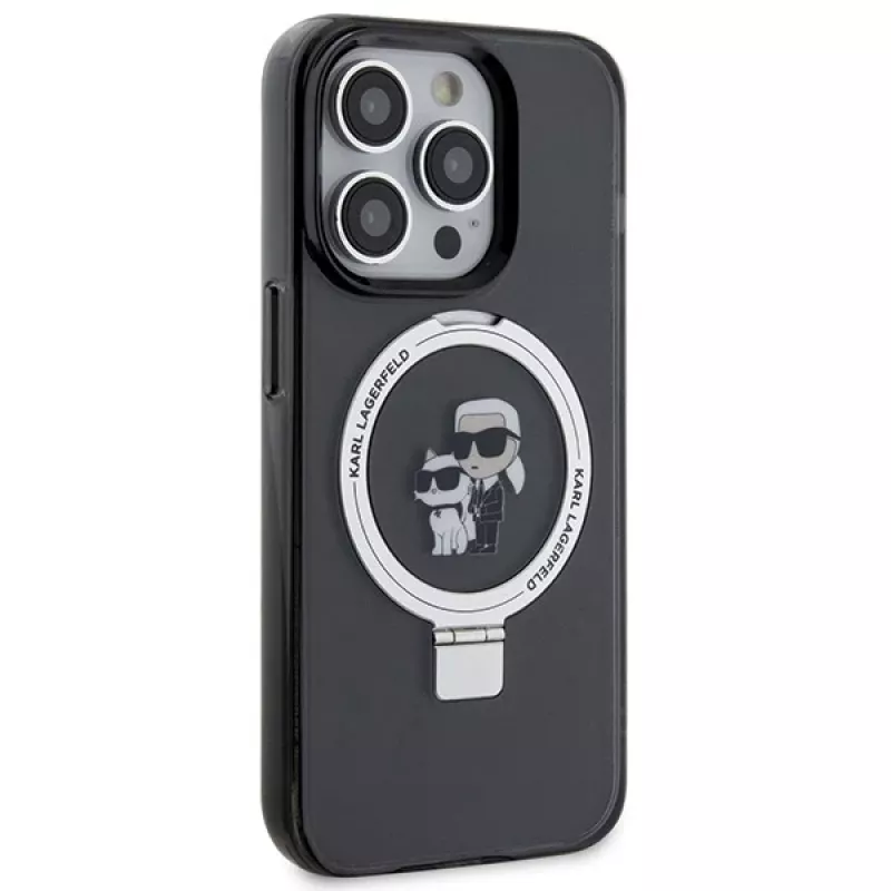 Karl Lagerfeld KLHMP15LHMRSKCK kovakotelo rengasteline MagSafe iPhone 15 Pro 6.1 musta