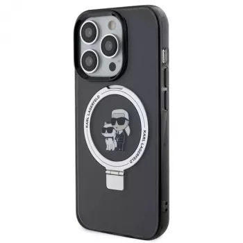 Karl Lagerfeld KLHMP15XHMRSKCK iPhone 15 Pro Max 6,7 inch musta kovakotelo rengastelineellä Karl & Choupette MagSafe