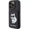 Karl Lagerfeld KLHCP15XSAKCNSCK iPhone 15 Pro Max 6,7 inch musta hardcase Saffiano korttipaikat ja jalusta Monogram Choupette