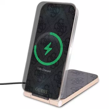 Guess taitettava 2-in-1-langaton laturi GUDCFAL4PEGK 15W musta 4G-kuvio MagSafe