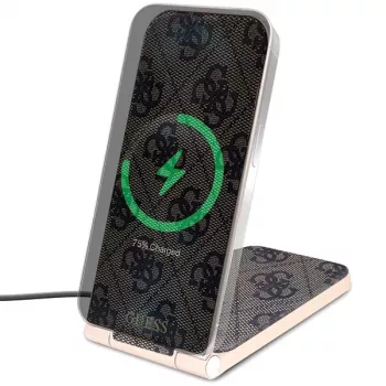 Guess taitettava 2-in-1-langaton laturi GUDCFAL4PEGW 15W ruskea 4G-kuvio MagSafe