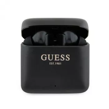 Guess painettu logo True Wireless Stereo Bluetooth -nappikuulokkeet ja latauskotelo (musta)