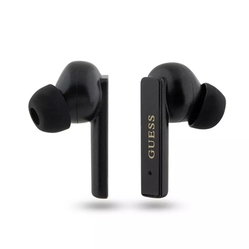 Guess painettu logo True Wireless Stereo Bluetooth -nappikuulokkeet ja latauskotelo (musta)