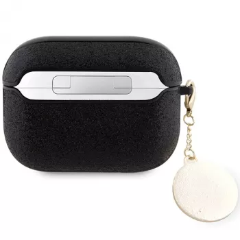 Guess GUAP2PGEHCDK AirPods Pro 2 (2022/2023) kuori musta kiinteä glitter-sydän-timantti-charm