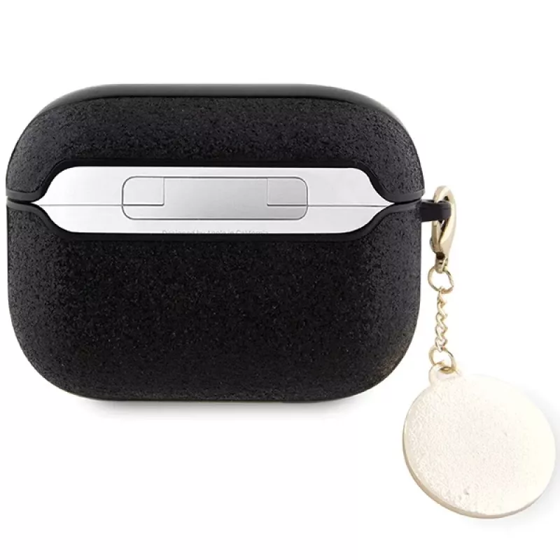 Guess GUAP2PGEHCDK AirPods Pro 2 (2022/2023) kuori musta kiinteä glitter-sydän-timantti-charm