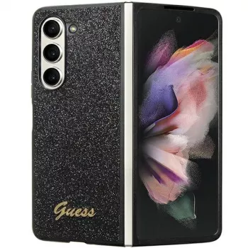 Guess Glitter Script F946 kova kotelo Samsung Galaxy Z Fold5, musta