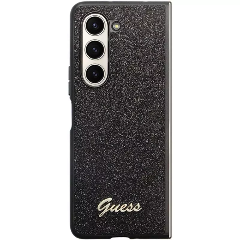 Guess Glitter Script F946 kova kotelo Samsung Galaxy Z Fold5, musta