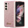 Guess GUHCZFD5HGGSHP F946 Glitter Script kova kotelo Samsung Galaxy Z Fold5 - pinkki