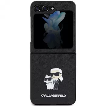 Karl Lagerfeld Saffiano Karl & Choupette Pin -kovakotelo Samsung Galaxy Z Flip5, musta